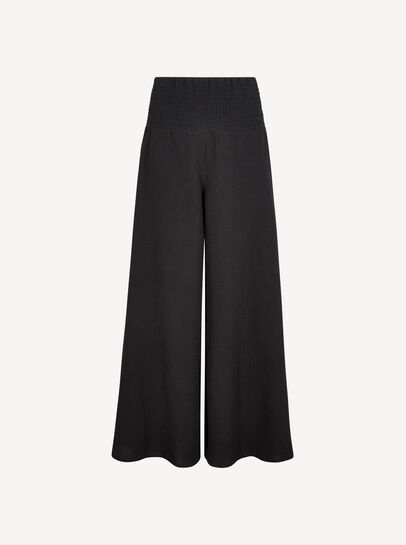 Textured Cotton Wide-Leg Trousers