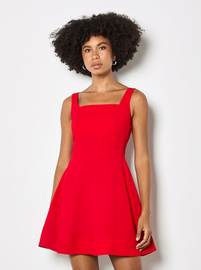 Crepe Fit And Flare Mini Dress