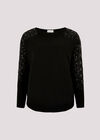 Lace Rhinestone Embellished Jumper, Black, large