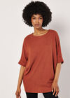 Soft-Touch Batwing Waffle Knit Top, Rust, large