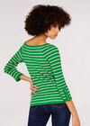  Gerippter Pullover mit Streifen, Grün, Größe L