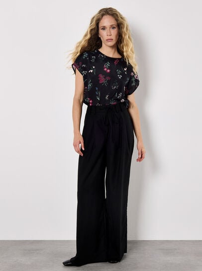 Botanical Floral Print Woven T-Shirt