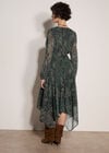 Leopard Print Chiffon Midi Dress, Khaki, large