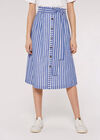 Striped Button Midi Skirt, Blue, large