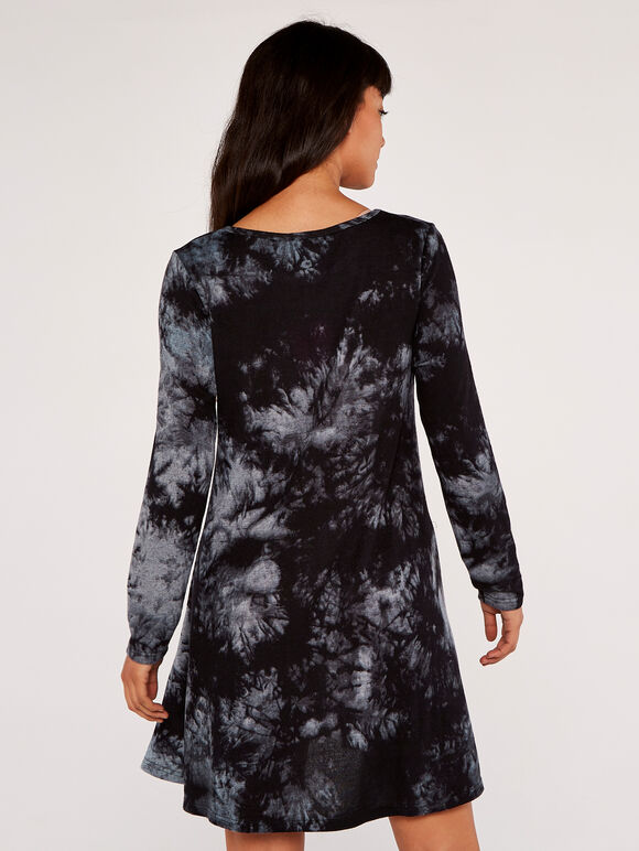Tie Dye Dress, Black, large