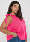 Curve Textured Tie Shoulder Top, Fuchsia, large