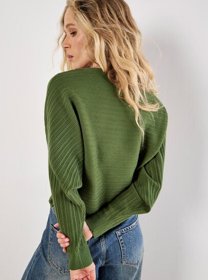 Rib Knit Batwing Jumper