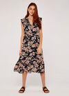 Smock Det Soft Floral Midi Dress, Navy, large