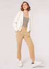 Fisherman Knit Cropped Cardigan, White, large