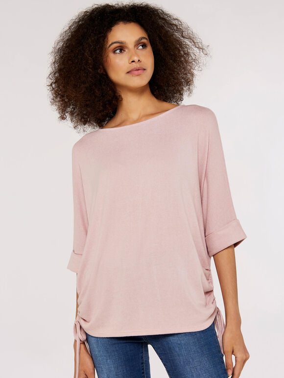 Soft Drawstring  Top, Pink, large