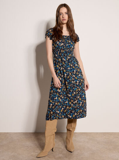 Ditsy Milkmaid Midi Dress