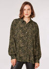 Oversized Animal Print Shirt, Khaki, large