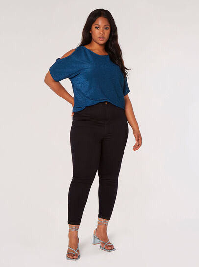 Curve Sparkle Cold Shoulder Top