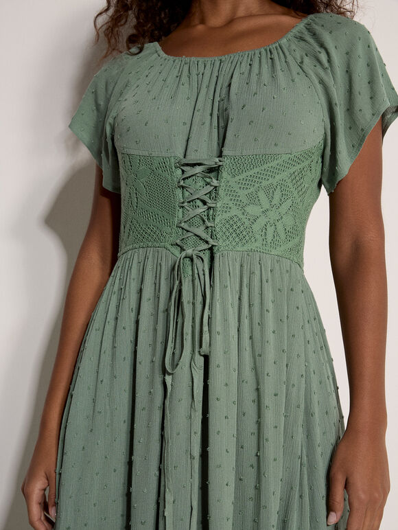 Lace Detail Corset Maxi Dress, Mint, large
