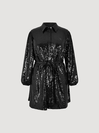 Curve Sequin Shirt Mini Dress