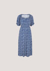 Spot Print Milkmaid Midi Dress, Blue, large