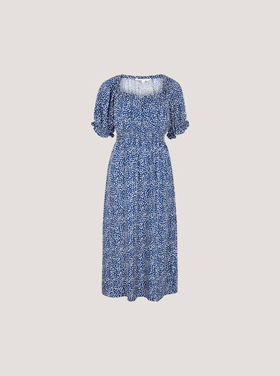 Spot Print Milkmaid Midi Dress