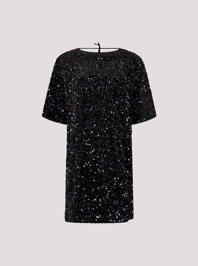 Velvet Sequin V-Back Mini Dress