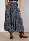 Brush Dot Belted Skirt, Navy, large