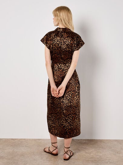 Leopard Print Satin Midi Dress