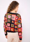 Colourful Crochet Squares Cardigan, Black, large