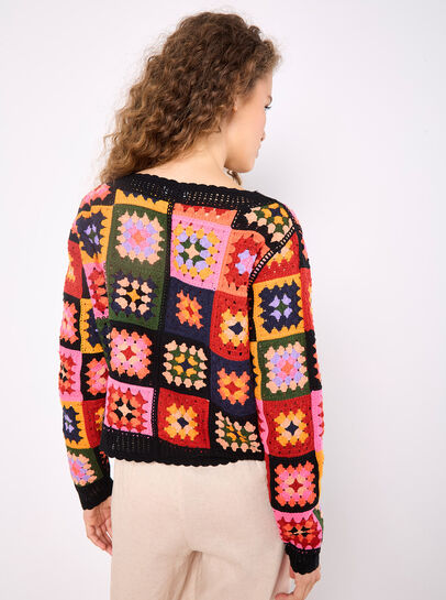 Colourful Crochet Squares Cardigan