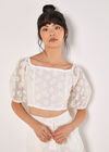 Daisy Mesh Cropped Top, Cream, large