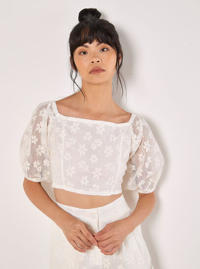 Daisy Mesh Cropped Top