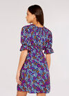 Ditsy Milkmaid Mini Dress, Blue, large