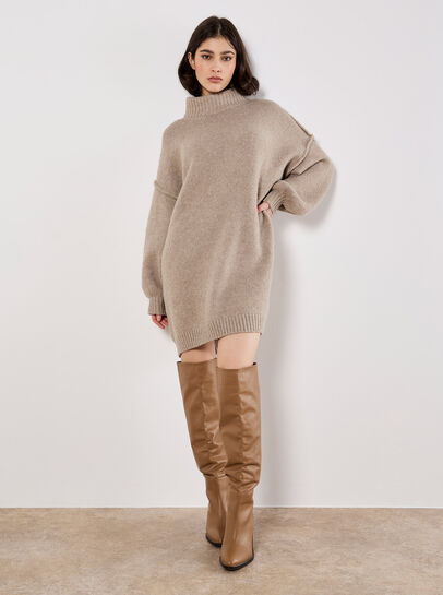 Oversized Fluffy Knit Jumper Mini Dress
