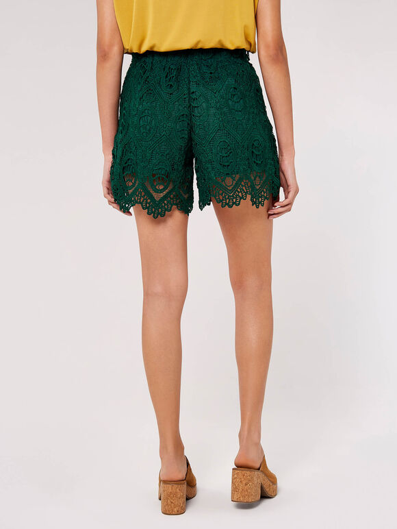 Lace Scallop Top & Shorts- Green, , large