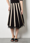 Reversible Tulle Stripe Knit Midi Skirt, Black, large