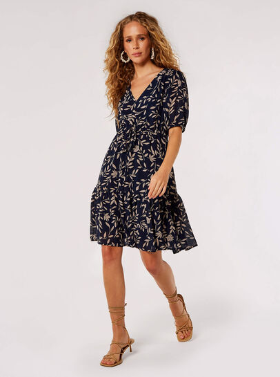 Silhouette Leaf Drawstring Mini Dress