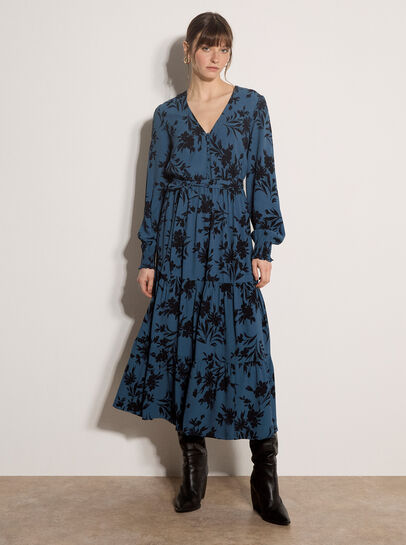 Floral Crepe Midi Dress