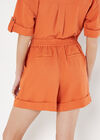 Rolled Hem Woven Shorts, Orange, large