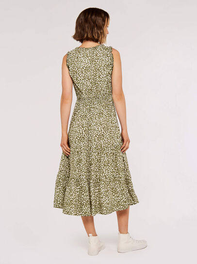 Daisy Print Tiered Midi Dress