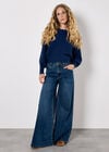 Batwing Ribbed Knit Crop Jumper, Blue, large
