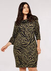 Curve Animal Print Mini Dress, Khaki, large