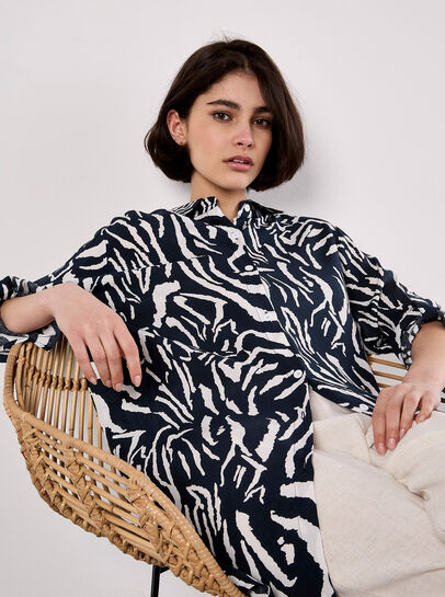 Zebra Print Oversized Shirt