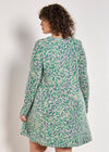 Curve Batik Leaf Soft Knit Mini Dress, Grey, large