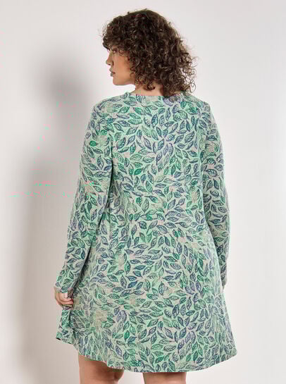 Curve Batik Leaf Soft Knit Mini Dress