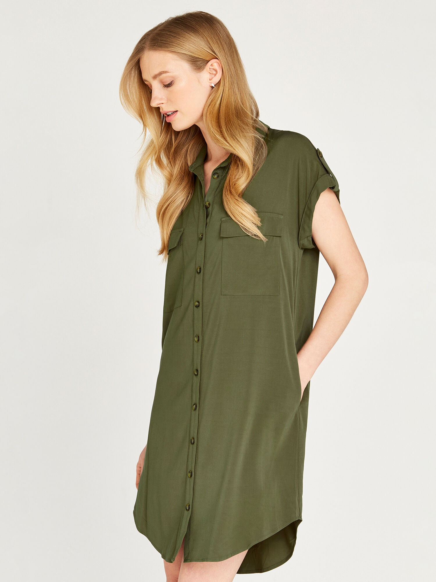 Sleeveless Utility Shirt Dress | Apricot UK