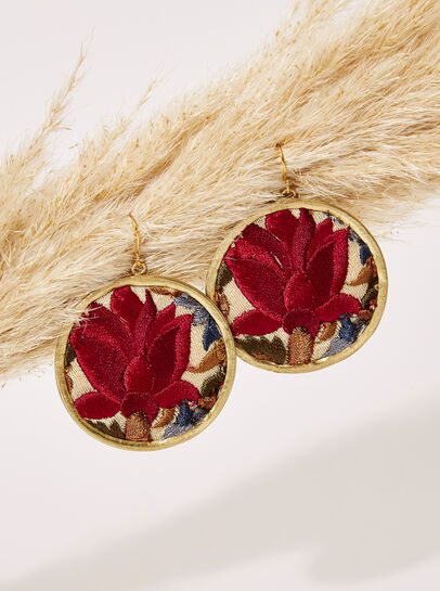 Embroidered Circle Earring