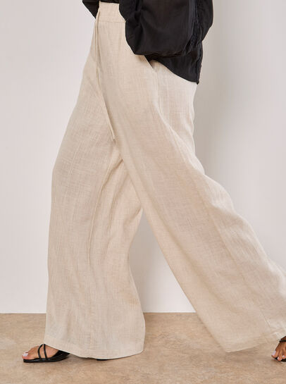 Wide Leg Linen Mix Trousers