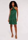 Foil Halter Mini Dress, Green, large