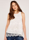 Lace Sleeveless Top, Cream, large