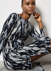 Brushstroke Knitted Midi Dress, Blue, large