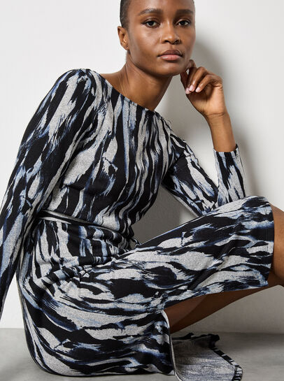 Brushstroke Knitted Midi Dress