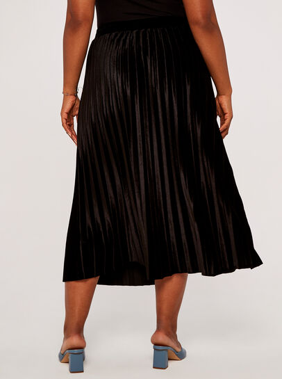 Curve Velvet Pleated Midi Skirt