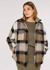 Soft Check Shacket, Stone, large